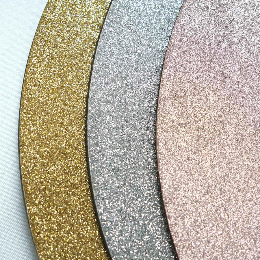 6 Pack | 13inch Gold Glitter Acrylic Plastic Round Charger Plates