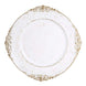 6 Pack | 13inch White Washed Gold Embossed Baroque Charger Plates, Round With Antique Design Rim#whtbkgd