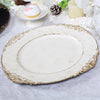 6 Pack | 13inch White Washed Gold Embossed Baroque Charger Plates, Round With Antique Design Rim