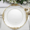 6 Pack | 13inch Clear Gold Embossed Baroque Round Charger Plates With Antique Design Rim