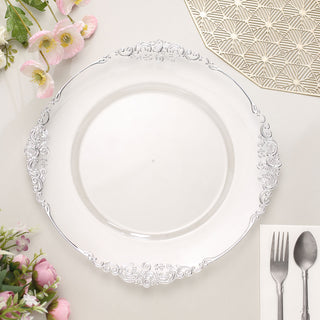 Elevate Your Table Setting with Silver Embossed Charger Plates