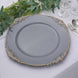 6 Pack | 13inch Charcoal Gray Gold Embossed Baroque Round Charger Plates With Antique Design Rim