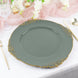 6 Pack 13inch Olive Green Gold Embossed Baroque Round Charger Plates With Antique Design Rim