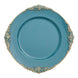 6 Pack | Peacock Teal Gold Embossed Baroque Round Charger Plates With Antique Design Rim#whtbkgd