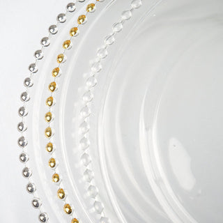 Add Elegance to Your Table with Gold Beaded Round Glass Charger Plates