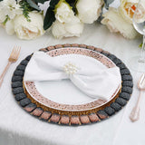 2 Pack | 13" Bronze Glitter Jeweled Rim Glass Mirror Charger Plates - Final SALE