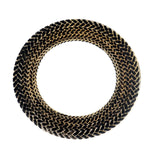 8 Pack | 13inch Luxurious Black/Gold Braided Rim Glass Charger Plates#whtbkgd