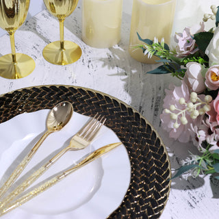 Create Unforgettable Tablescapes with Black/Gold Braided Rim Glass Charger Plates
