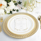 8 Pack | 13inch Luxurious Silver/Gold Braided Rim Glass Charger Plates