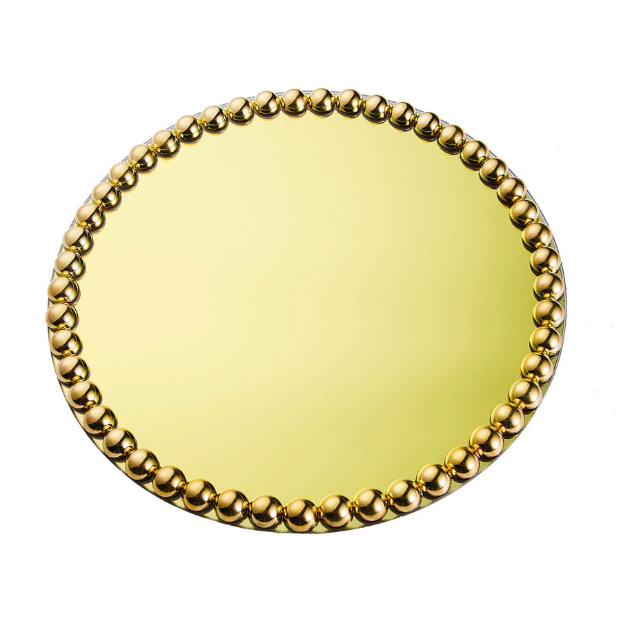 2 Pack | 13inch Gold Mirror Glass Charger Plates with Pearl Beaded Rim#whtbkgd