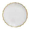 8 Pack | 13inch Gold Sunflower Scalloped Rim Clear Glass Charger Plates#whtbkgd