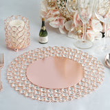 14inch Blush/Rose Gold Wired Metal Acrylic Crystal Beaded Charger Plate