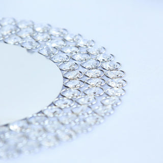 Create a Luxurious Table Setting with the 14" Silver Wired Metal Acrylic Crystal Beaded Charger Plate