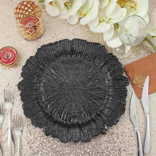 Elevate Your Table Decor with Black Round Reef Acrylic Plastic Charger Plates