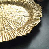 6 Pack | 13inch Gold Round Reef Acrylic Plastic Charger Plates, Dinner Charger Plates