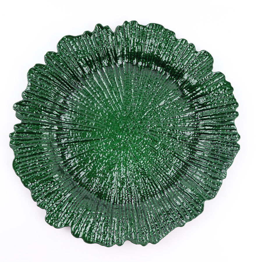13inch Hunter Emerald Green Round Reef Acrylic Plastic Charger Plates, Dinner Charger Plates#whtbkgd