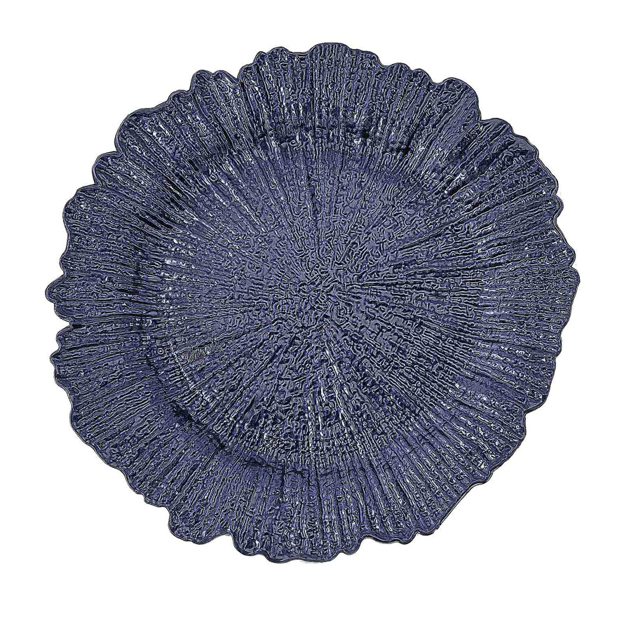 6 Pack | 13inch Navy Blue Round Reef Acrylic Plastic Charger Plates, Dinner Charger Plates#whtbkgd
