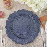 6 Pack | 13inch Navy Blue Round Reef Acrylic Plastic Charger Plates, Dinner Charger Plates