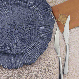 Create a Luxurious Dining Experience with Navy Blue Round Reef Acrylic Plastic Charger Plates