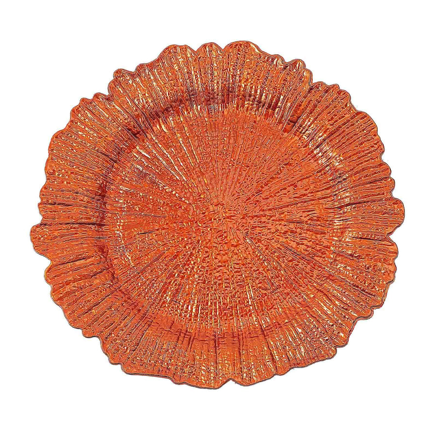 6 Pack | 13inch Orange Round Reef Acrylic Plastic Charger Plates, Dinner Charger Plates#whtbkgd