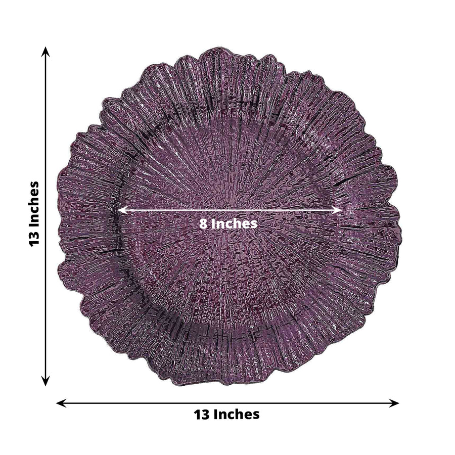 6 Pack | 13inch Purple Round Reef Acrylic Plastic Charger Plates, Dinner Charger Plates
