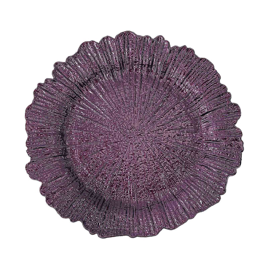 6 Pack | 13inch Purple Round Reef Acrylic Plastic Charger Plates, Dinner Charger Plates#whtbkgd