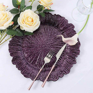 Elevate Your Table Setting with 13" Purple Round Reef Acrylic Plastic Charger Plates