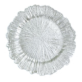 6 Pack | 13Inch Silver Round Reef Acrylic Plastic Charger Plates, Dinner Charger Plates#whtbkgd