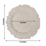6 Pack | 13inch Taupe Round Reef Acrylic Plastic Charger Plates, Dinner Charger Plates