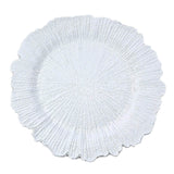 6 Pack | 13Inch White Round Reef Acrylic Plastic Charger Plates, Dinner Charger Plates