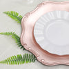 6 Pack | 13Inch Rose Gold Baroque Scalloped Acrylic Plastic Charger Plates, Hexagon Charger Plates