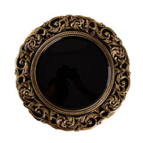 14inch Black / Gold Vintage Plastic Charger Plates Engraved Baroque Rim, Serving Trays#whtbkgd