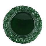 Hunter Emerald Green Vintage Plastic Charger Plates Engraved Baroque Rim, Serving Trays#whtbkgd