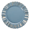 13inch Round Dusty Blue Acrylic Plastic Charger Plates With Gold Brushed Wavy Scalloped Rim#whtbkgd