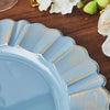 6 Pack | 13inch Round Dusty Blue Acrylic Plastic Charger Plates With Gold Brushed Wavy Scalloped Rim