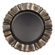 13inch Round Matte Black Acrylic Plastic Charger Plates With Gold Brushed Wavy Scalloped Rim#whtbkgd