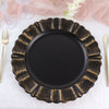 13inch Round Matte Black Acrylic Plastic Charger Plates With Gold Brushed Wavy Scalloped Rim