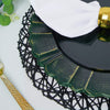 13inch Round Hunter Emerald Green Acrylic Plastic Charger Plates With Gold Brushed Wavy