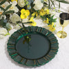 13inch Round Hunter Emerald Green Acrylic Plastic Charger Plates With Gold Brushed Wavy