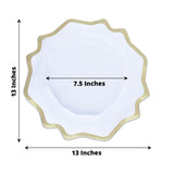 6 Pack 13inch Gold Scalloped Edge Clear Acrylic Plastic Charger Plates, Round Dinner Charger Plates