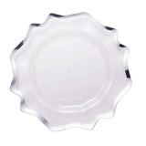 Silver Scalloped Edge Clear Acrylic Plastic Charger Plates Round Dinner Charger Plates#whtbkgd