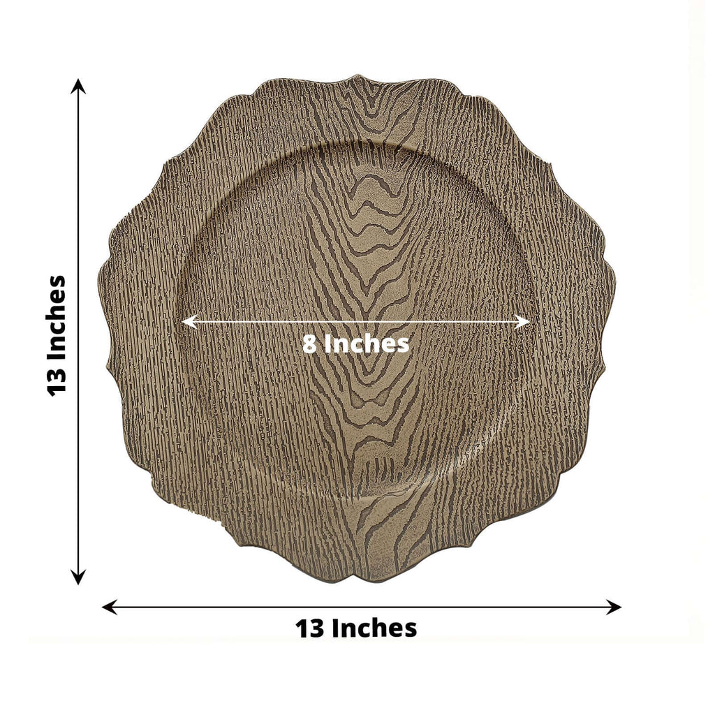 6 Pack 13" Rustic Natural Acrylic Charger Plates