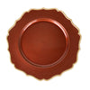 6 Pack | 13inch Terracotta / Gold Scalloped Rim Acrylic Charger Plates#whtbkgd