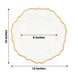 6 Pack | White 13inch Gold Scalloped Rim Acrylic Charger Plates, Round Plastic Charger Plates