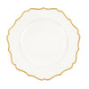 6 Pack | White 13inch Gold Scalloped Rim Acrylic Charger Plates, Round Plastic Charger Plate#whtbkgd