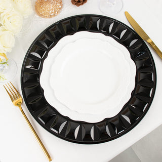 Add Elegance to Your Table with Black Round Bejeweled Rim Plastic Charger Plates