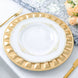 6 Pack | 13inch Gold Round Bejeweled Rim Plastic Dinner Charger Plates, Disposable Serving Trays