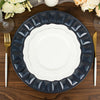 6 Pack 13inch Navy Blue Round Bejeweled Rim Plastic Dinner Charger Plates, Disposable Serving Trays