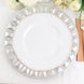 6 Pack | 13inch Silver Round Bejeweled Rim Plastic Dinner Charger Plates