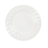 6 Pack | White Round Bejeweled Rim Plastic Dinner Charger Plates, Disposable Serving Trays#whtbkgd